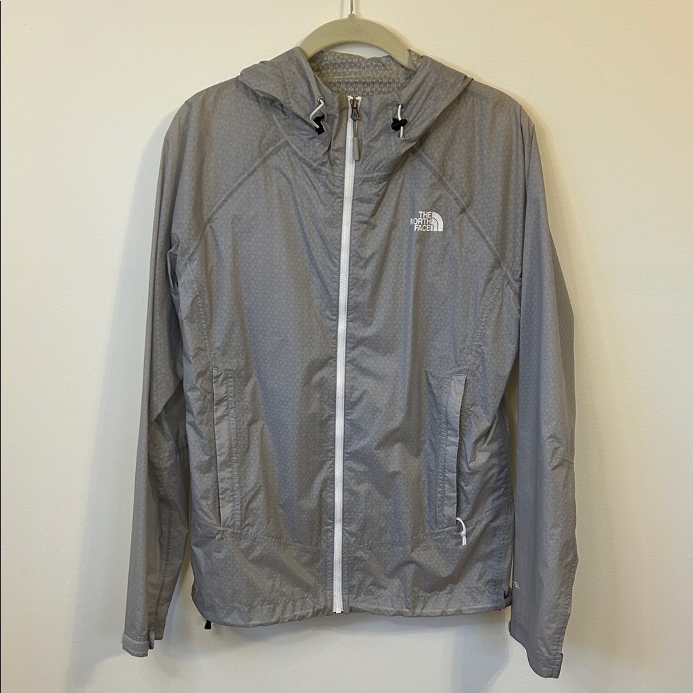 The North Face Light Gray Hooded Windbreaker Jacket